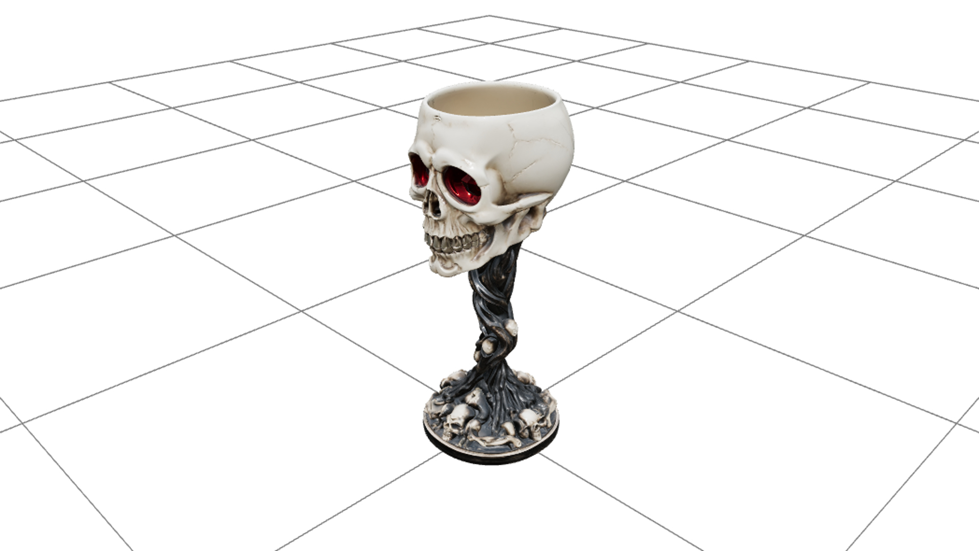 Skull Goblet with Ruby Eyes and Twisted Black Stem 3D Model 3D Model