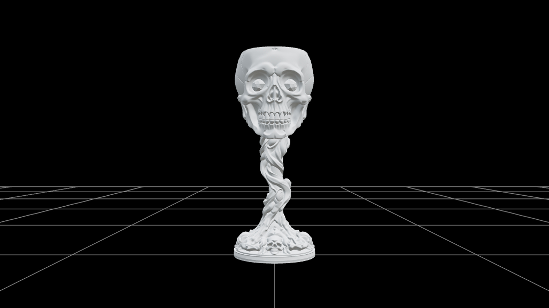 Skull Goblet with Ruby Eyes and Twisted Black Stem 3D Model 3D Model