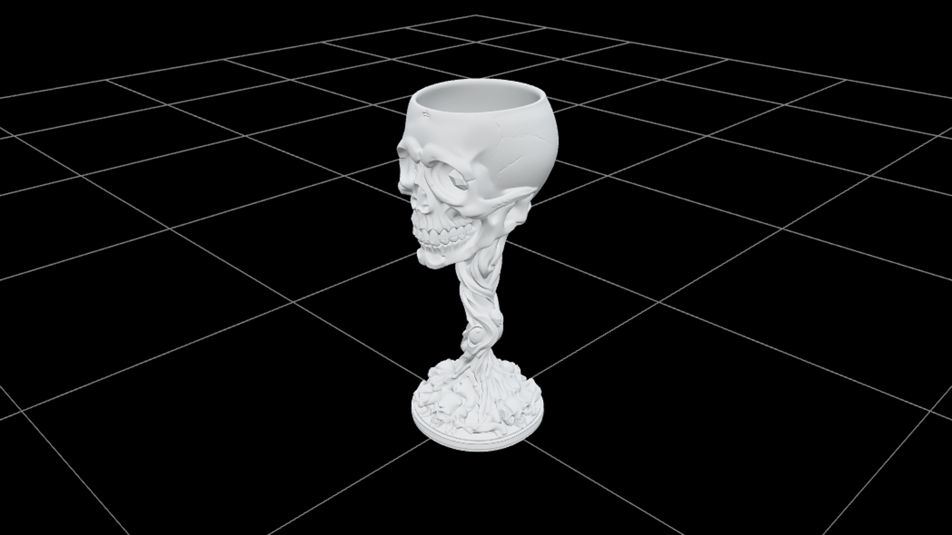Skull Goblet with Ruby Eyes and Twisted Black Stem 3D Model 3D Model