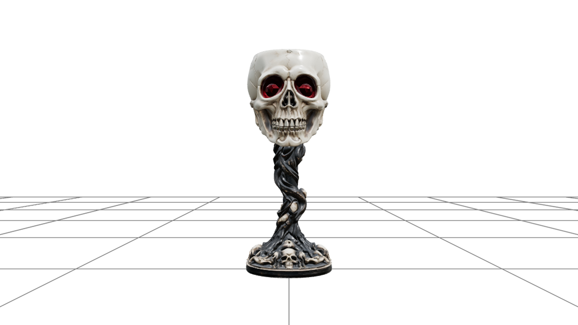 Skull Goblet with Ruby Eyes and Twisted Black Stem 3D Model 3D Model