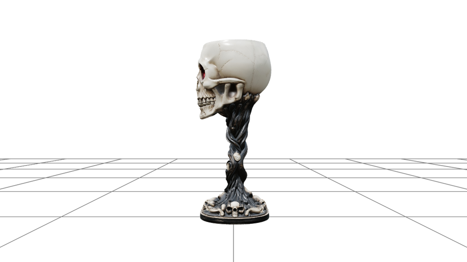 Skull Goblet with Ruby Eyes and Twisted Black Stem 3D Model 3D Model