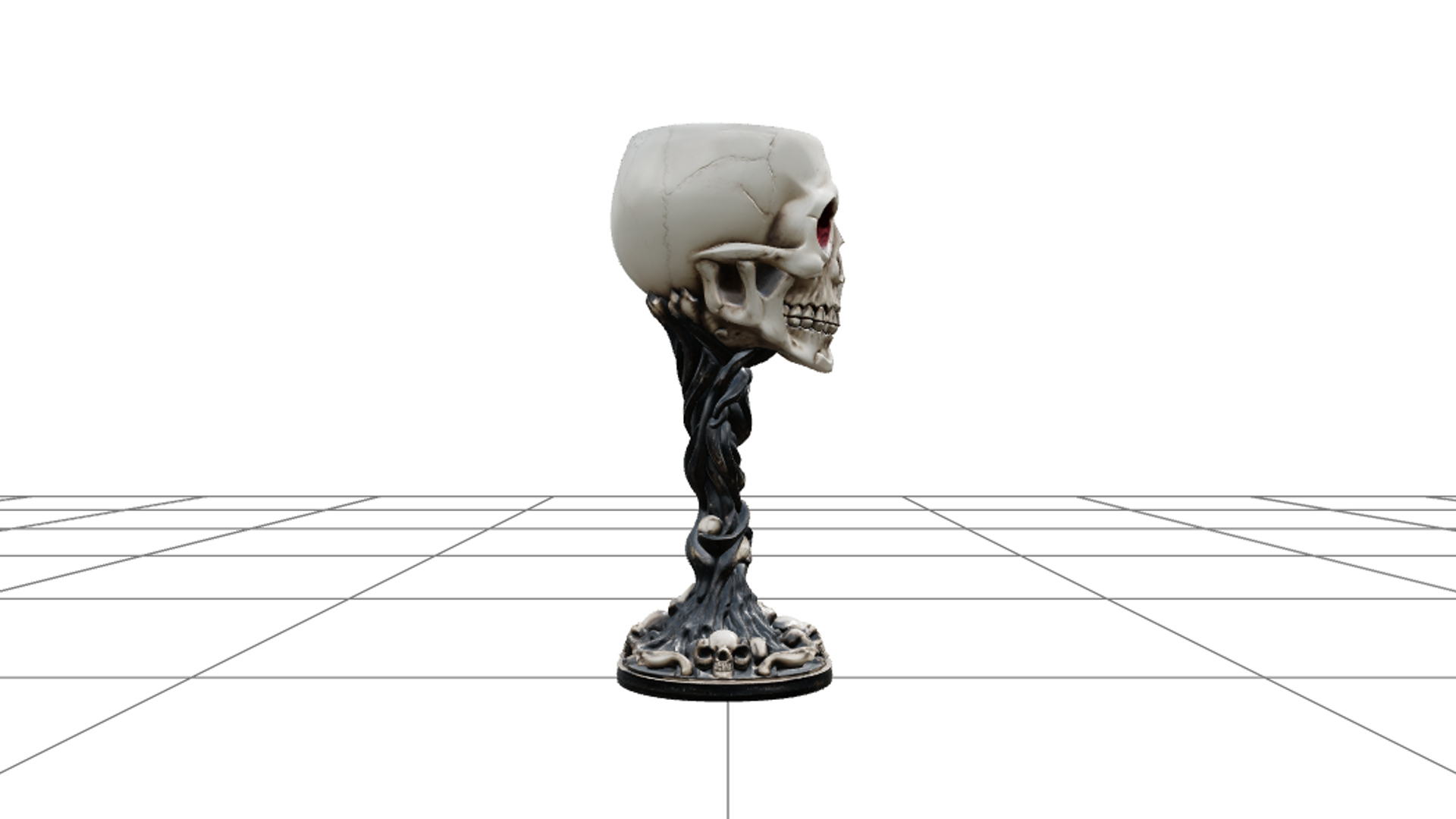 Skull Goblet with Ruby Eyes and Twisted Black Stem 3D Model 3D Model