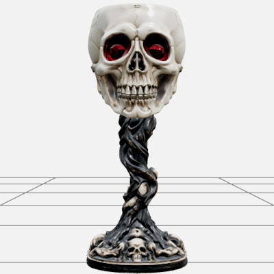 Skull Goblet with Ruby Eyes and Twisted Black Stem 3D Model