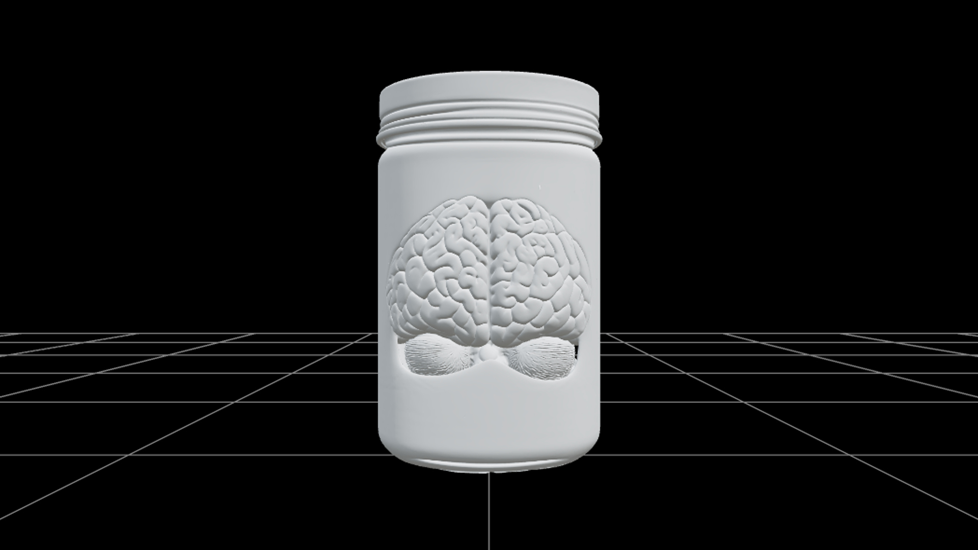 Specimen Jar with Brain Green Liquid and Brass Lid 3D Model 3D Model