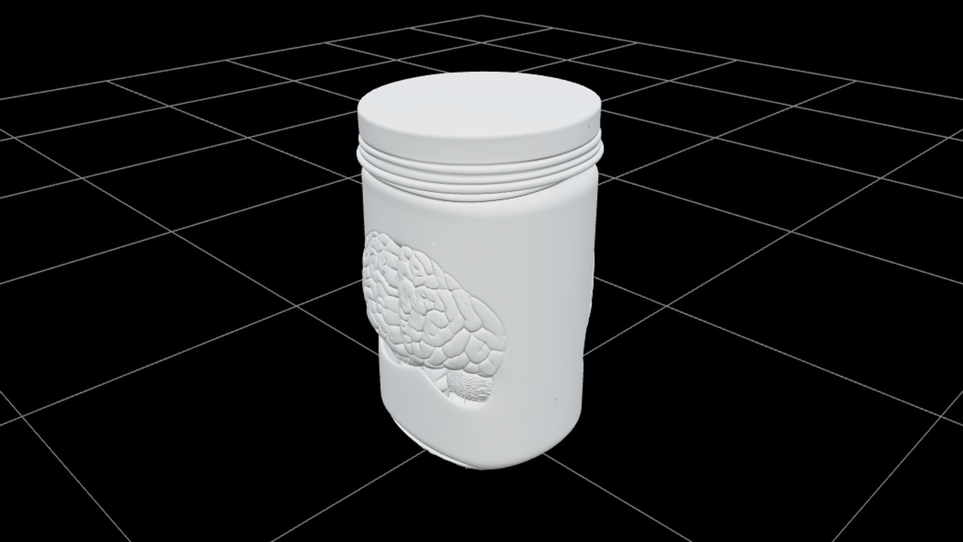 Specimen Jar with Brain Green Liquid and Brass Lid 3D Model 3D Model