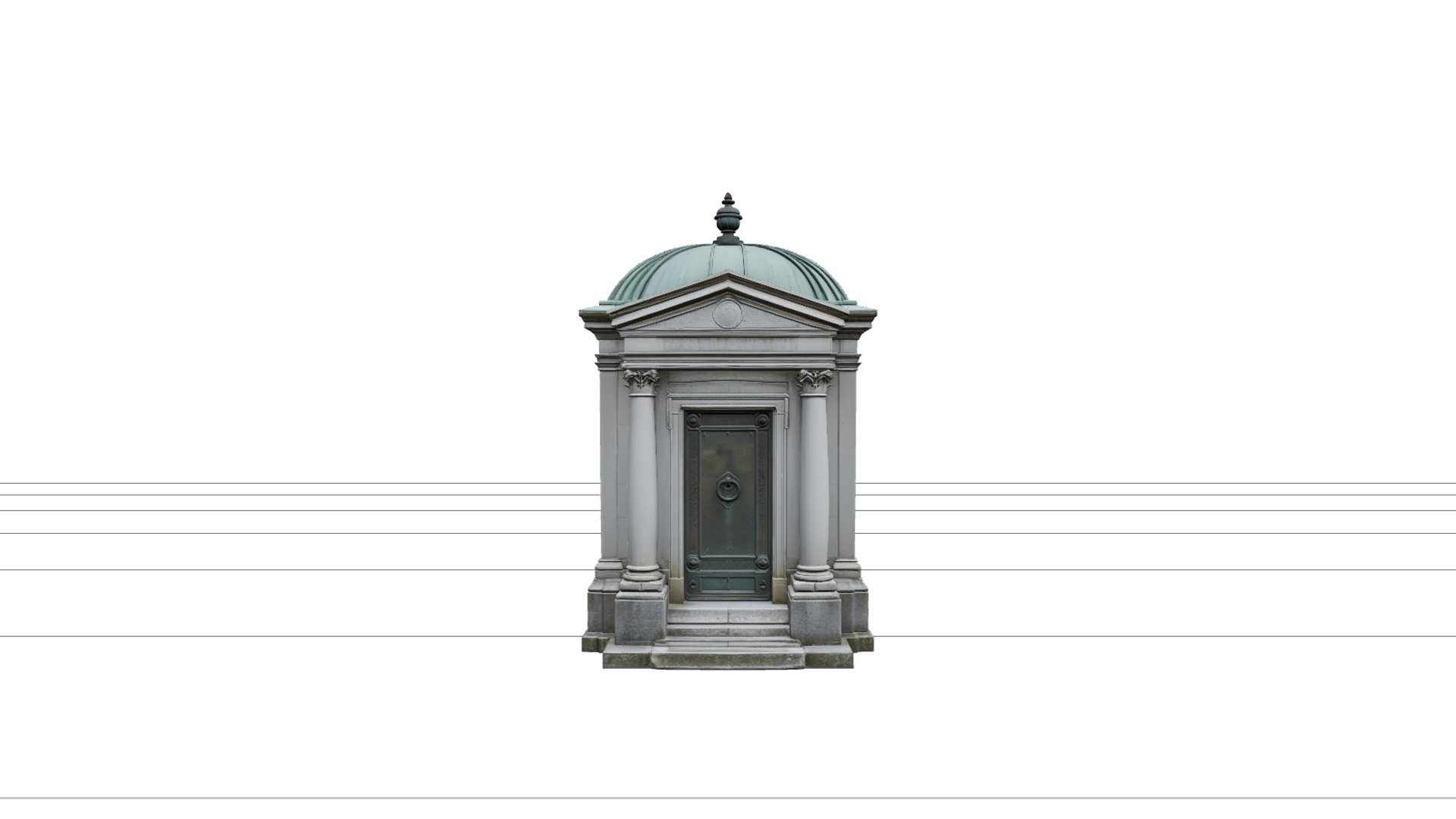 Stone Mausoleum with Bronze Door and Copper Roof 3D Model 3D Model