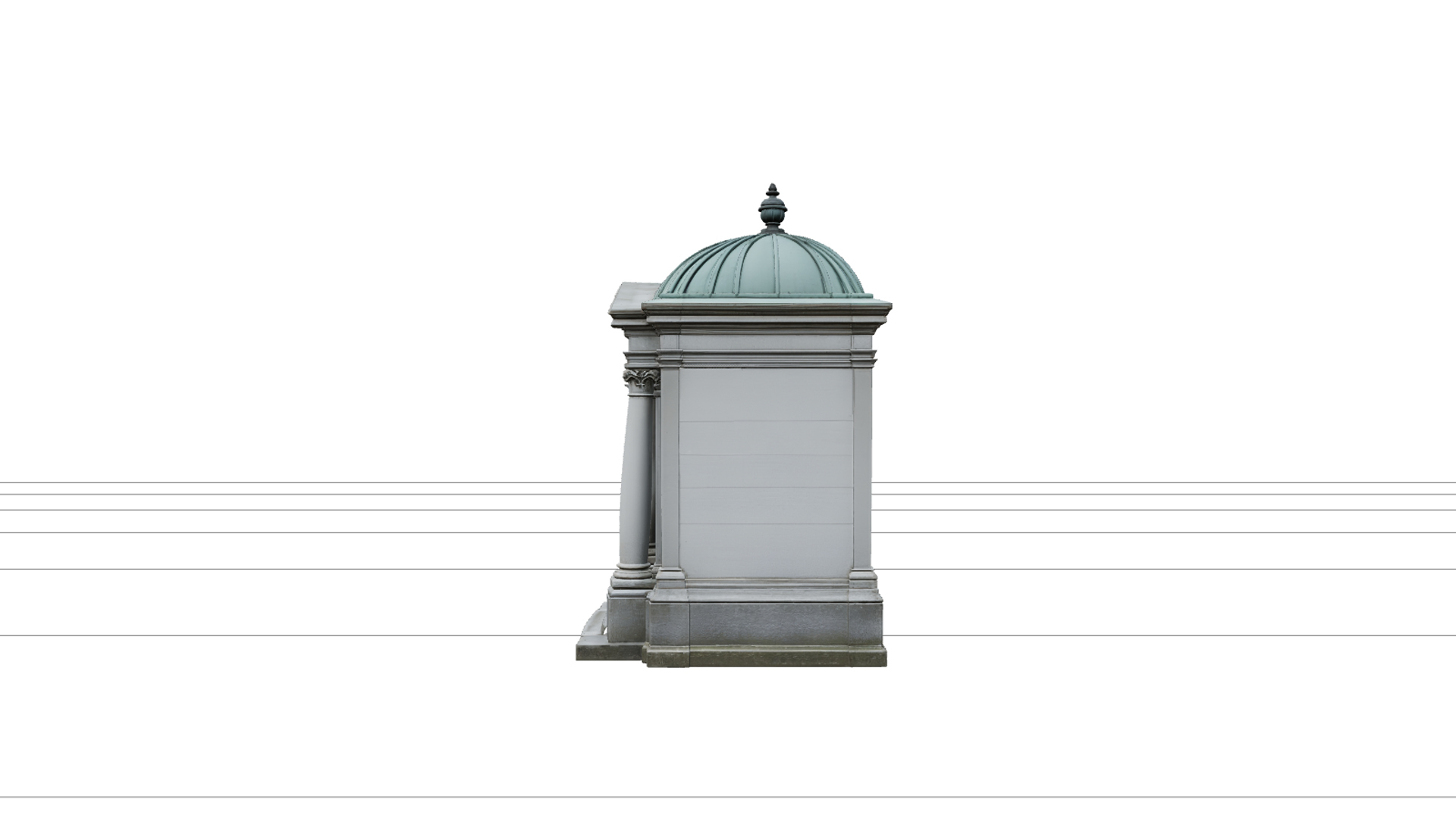 Stone Mausoleum with Bronze Door and Copper Roof 3D Model 3D Model