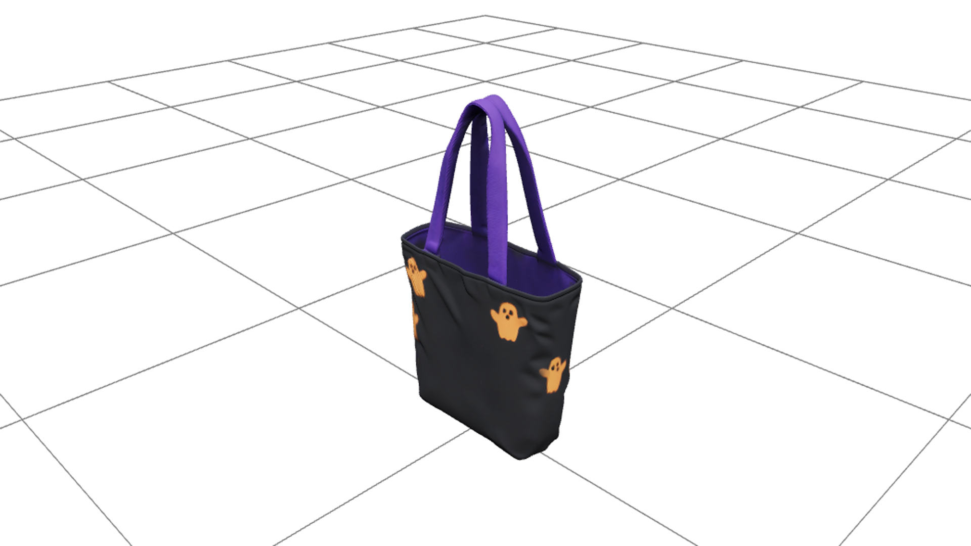 Trick or Treat Tote Bag with Ghost Embroidery 3d Model Asset 3D Model