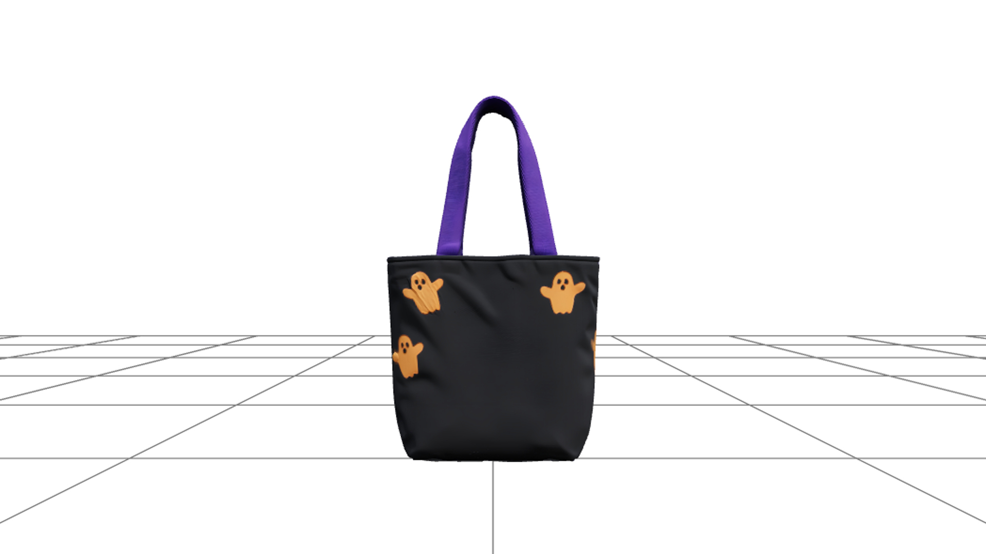 Trick or Treat Tote Bag with Ghost Embroidery 3d Model Asset 3D Model