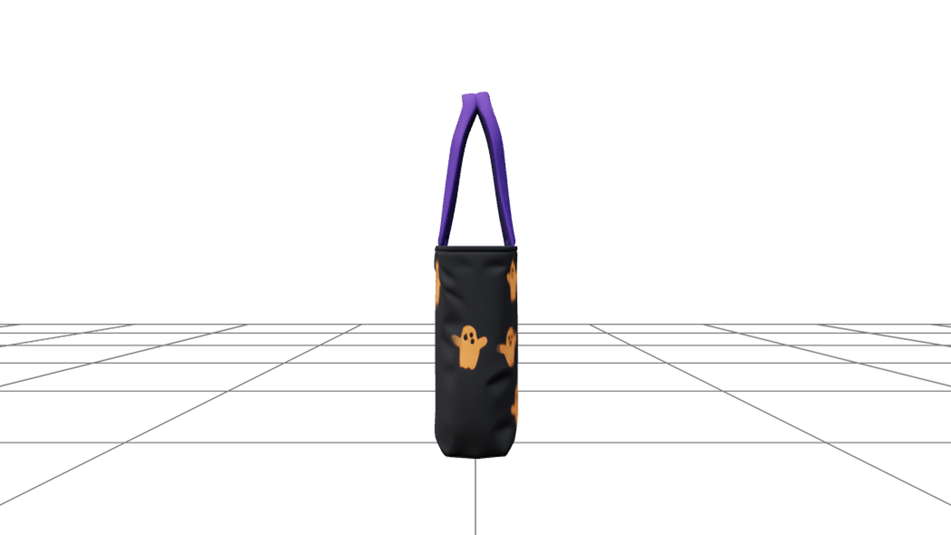 Trick or Treat Tote Bag with Ghost Embroidery 3d Model Asset 3D Model