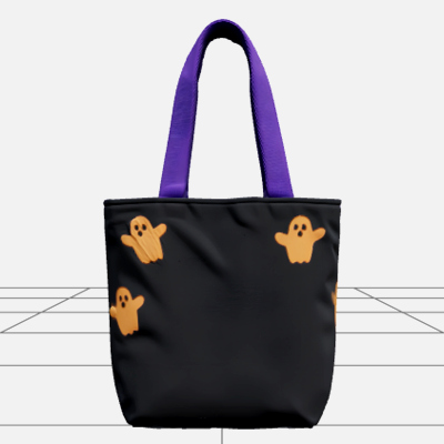 Trick or Treat Tote Bag with Ghost Embroidery 3d Model Asset