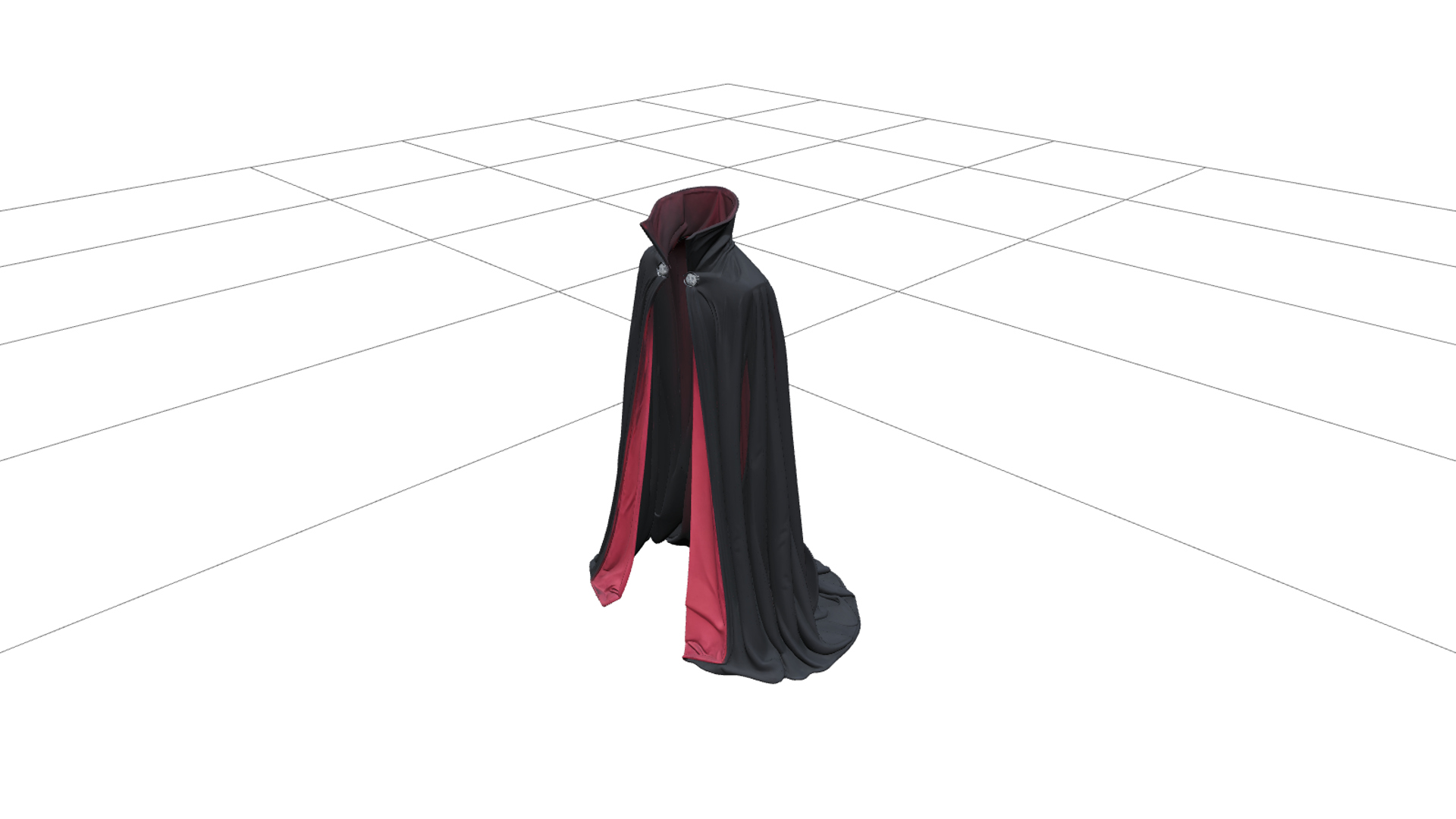 Vampire Cape with Crimson Lining and Silver Clasp 3D Model 3D Model