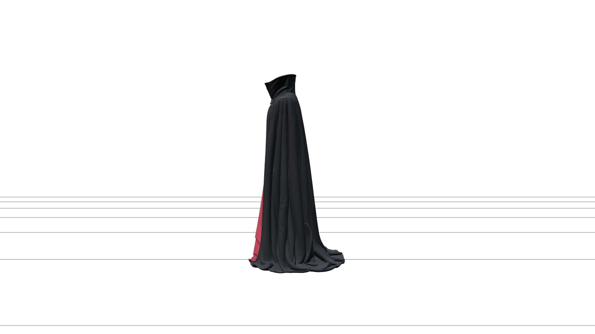 Vampire Cape with Crimson Lining and Silver Clasp 3D Model 3D Model