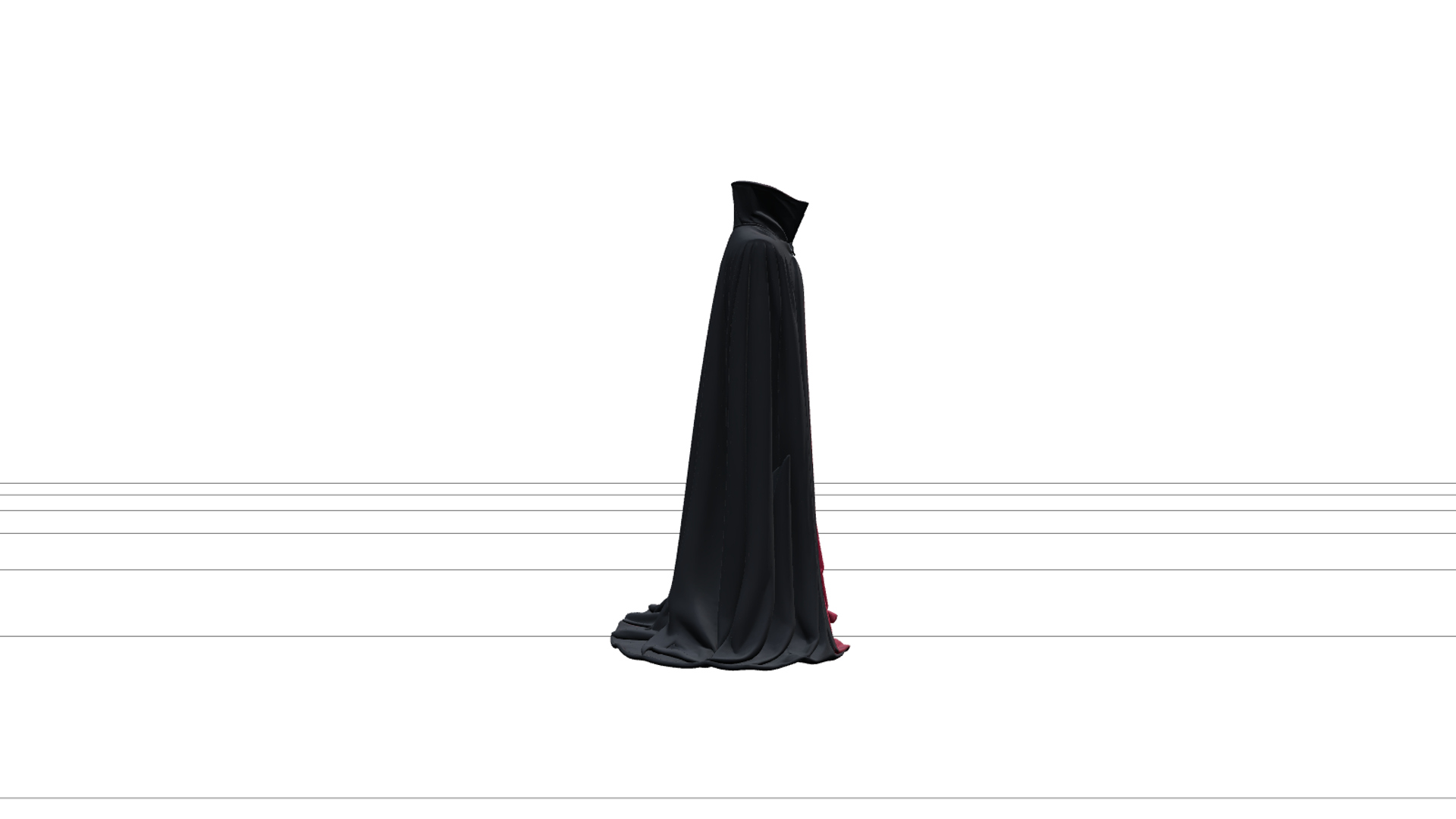 Vampire Cape with Crimson Lining and Silver Clasp 3D Model 3D Model
