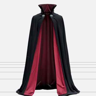 Vampire Cape with Crimson Lining and Silver Clasp 3D Model