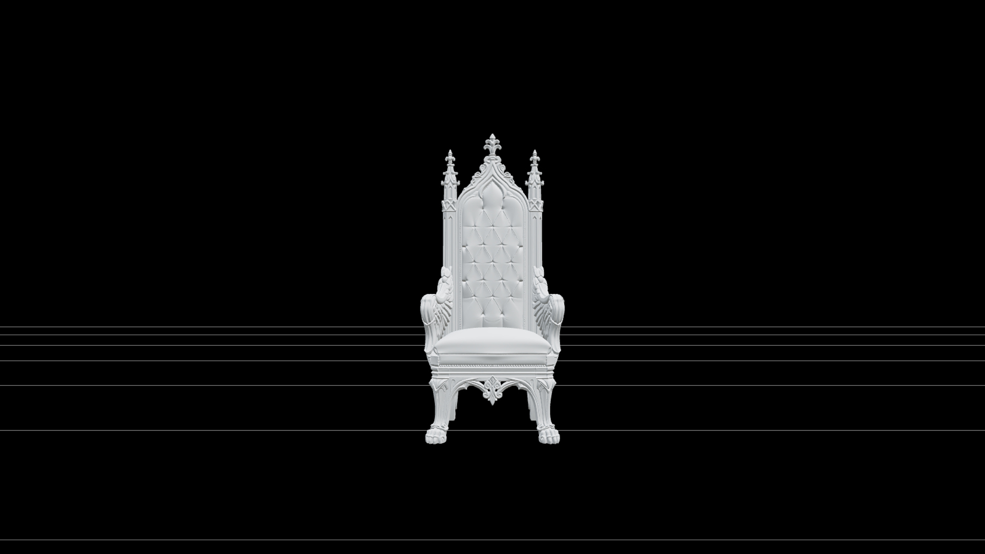 Vampire Throne with Crimson Velvet and Silver Wings 3D Model 3D Model