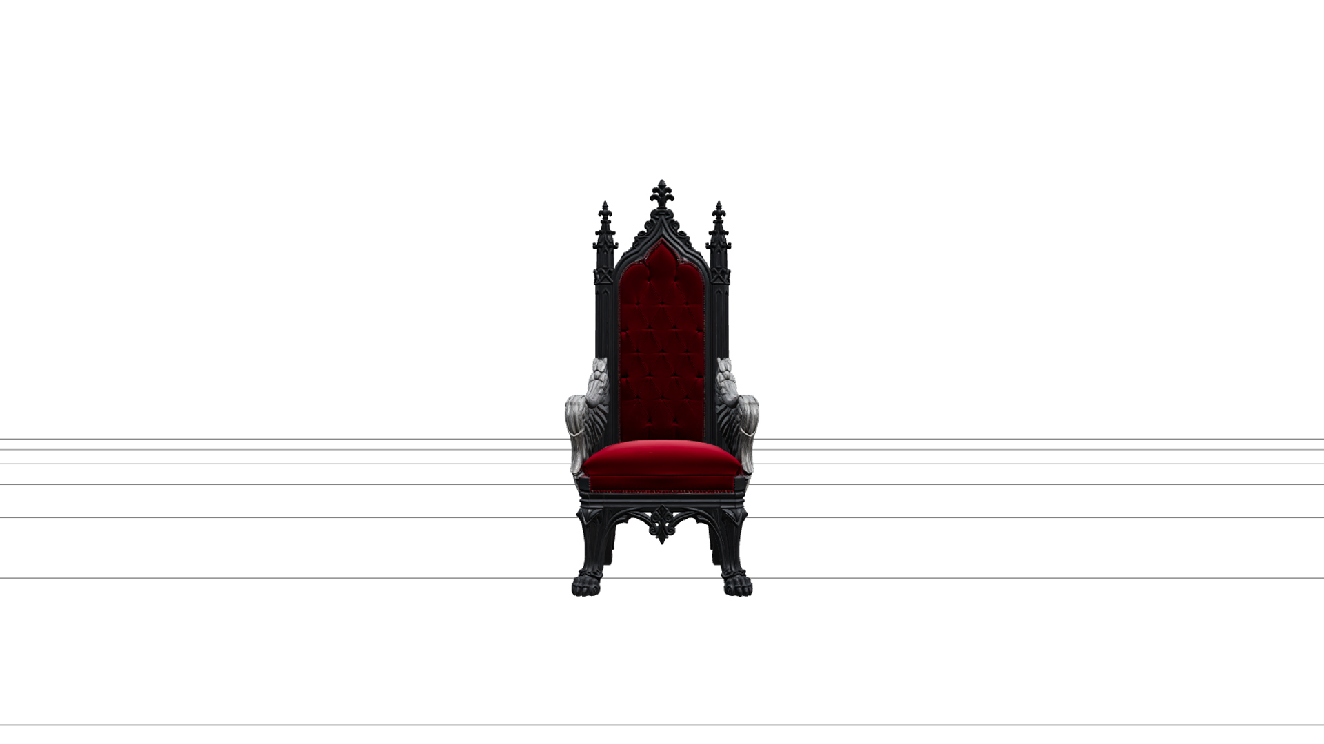 Vampire Throne with Crimson Velvet and Silver Wings 3D Model 3D Model