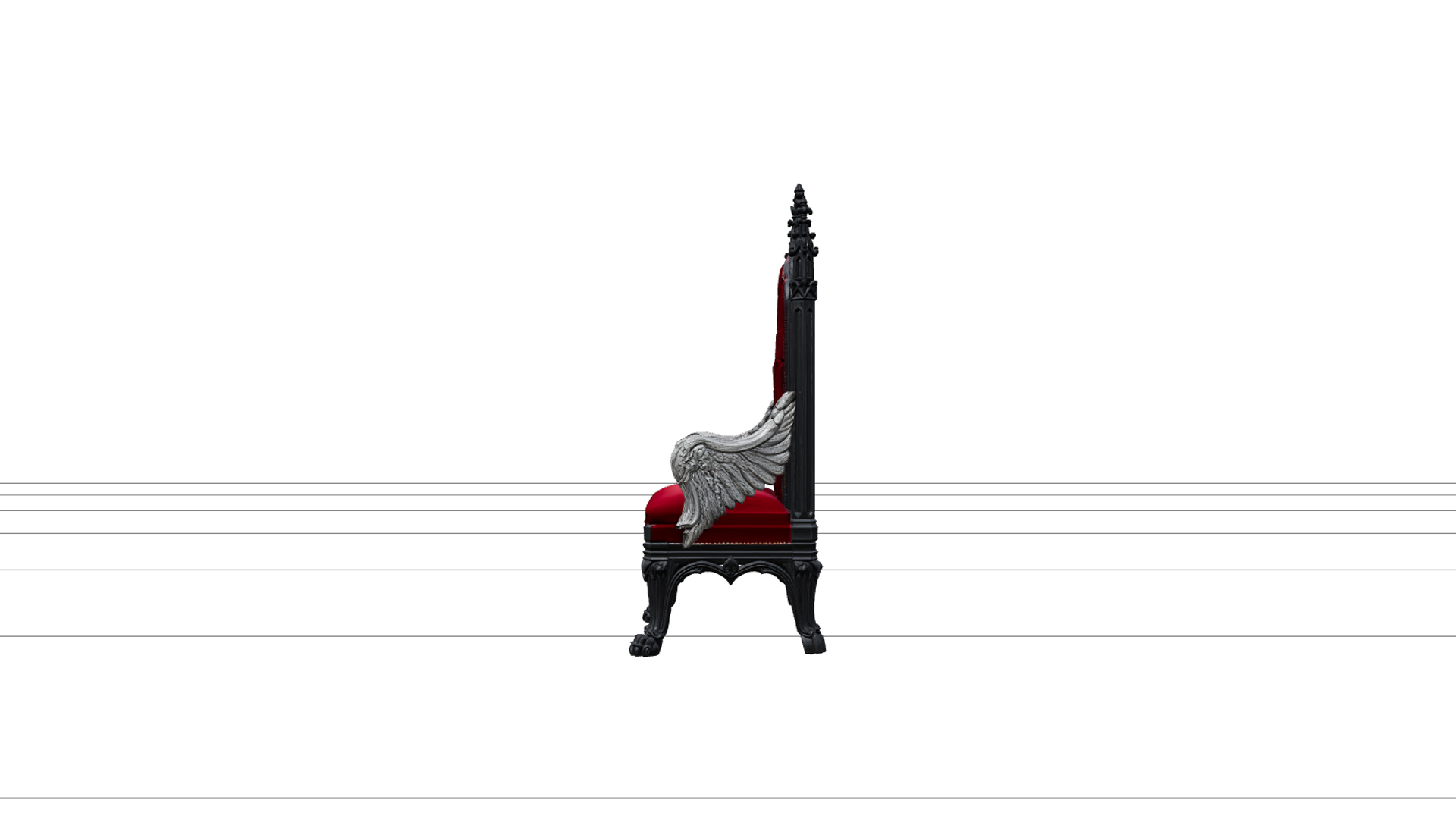 Vampire Throne with Crimson Velvet and Silver Wings 3D Model 3D Model