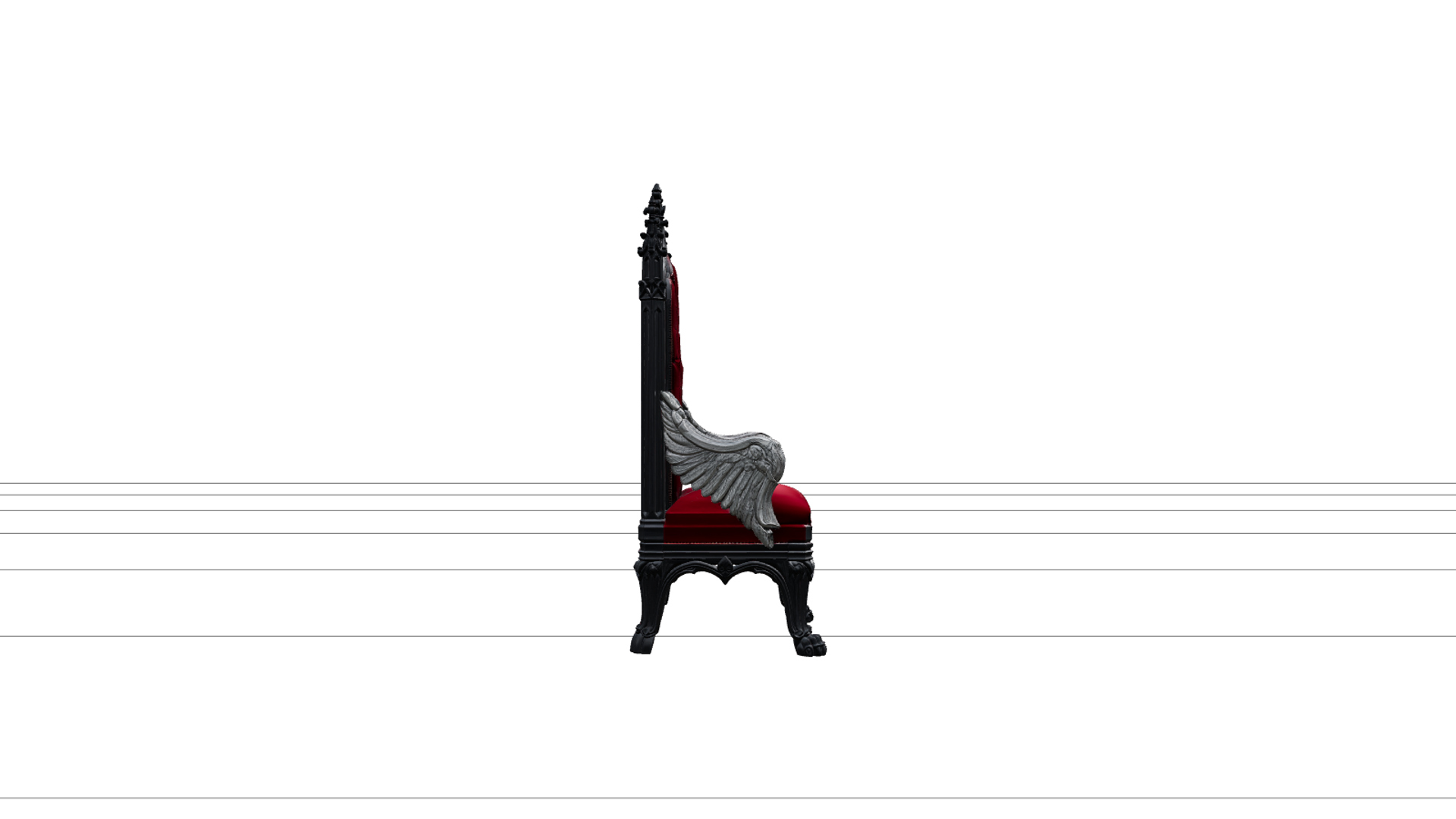 Vampire Throne with Crimson Velvet and Silver Wings 3D Model 3D Model