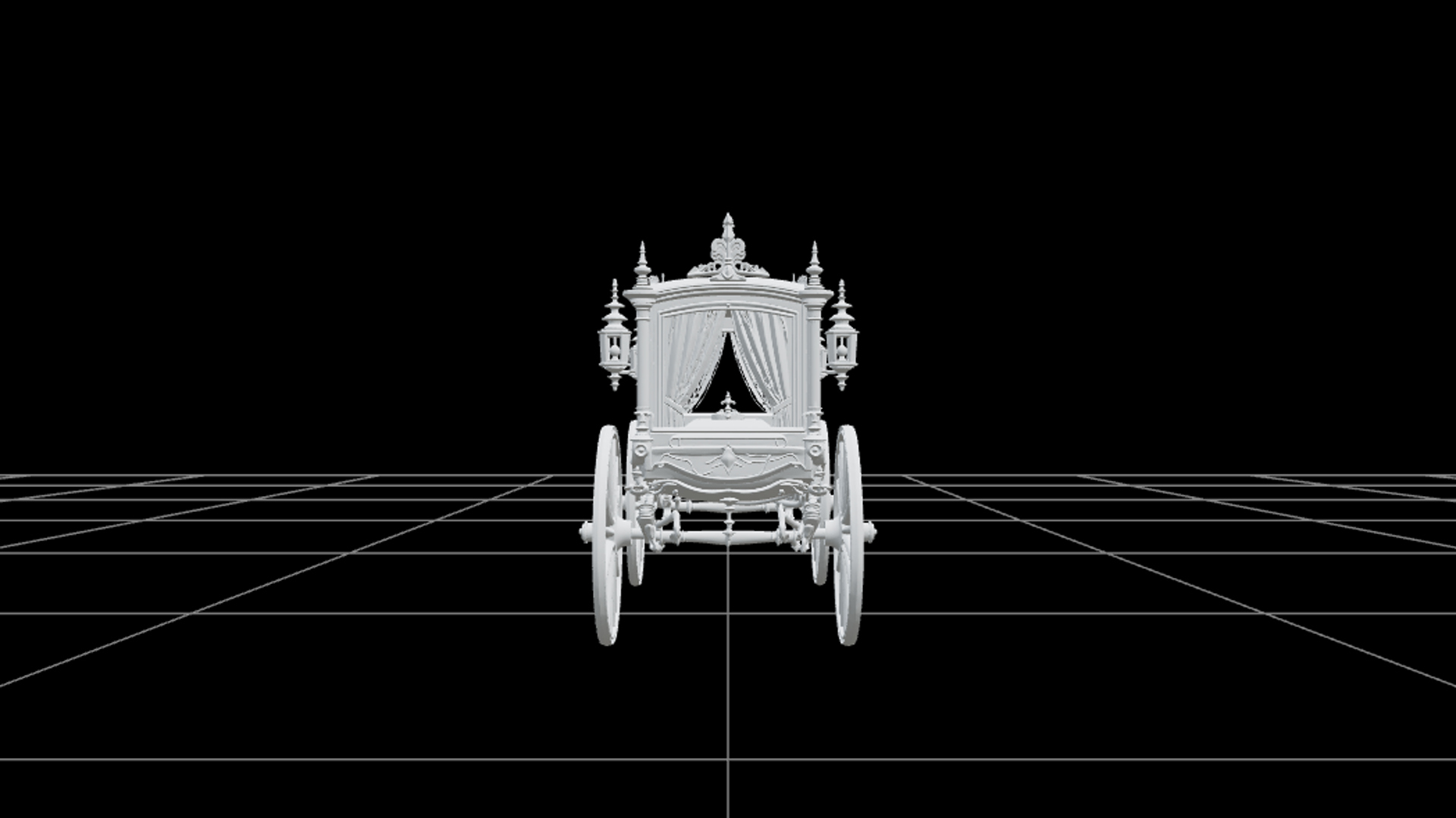 Victorian Hearse with Purple Curtains Silver Spokes 3D Model 3D Model