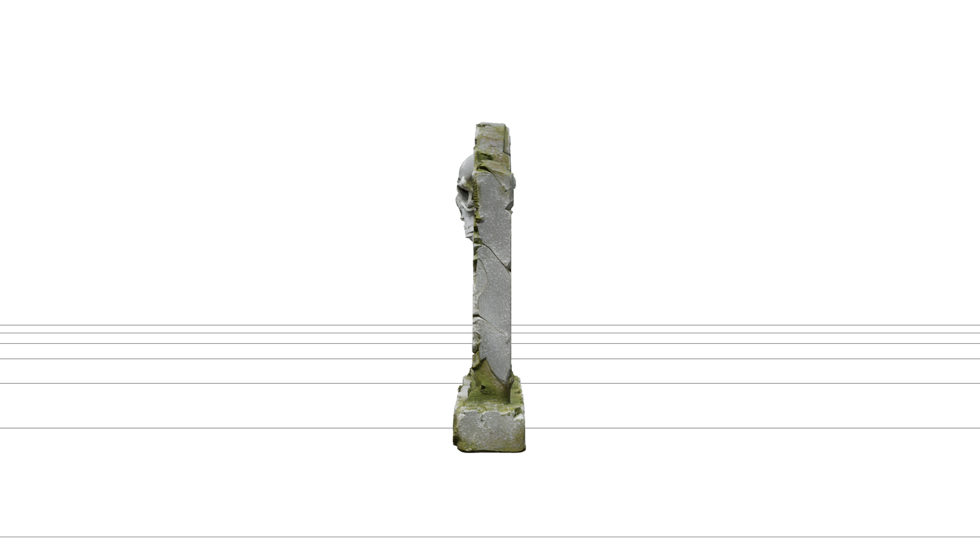 Weathered Skull Gravestone with Green Moss 3D Model Asset 3D Model