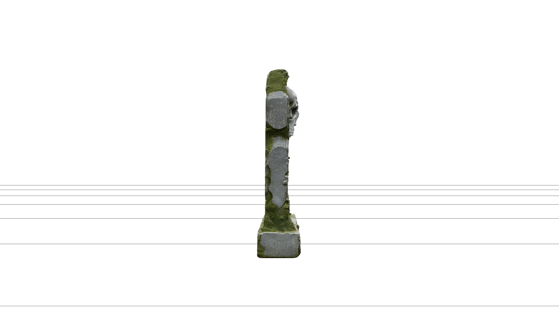 Weathered Skull Gravestone with Green Moss 3D Model Asset 3D Model