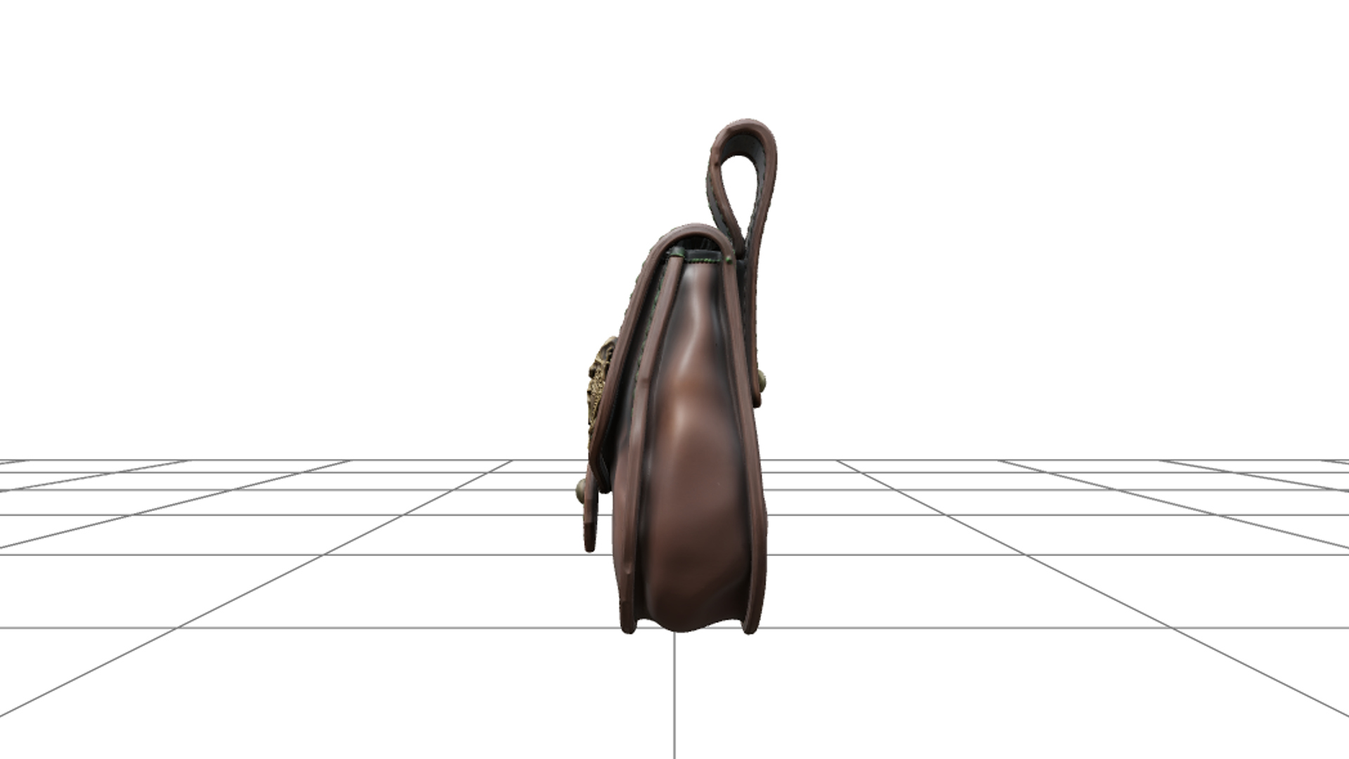 Witch Belt Pouch with Green Stitching and Toad Clasp 3D Mode 3D Model