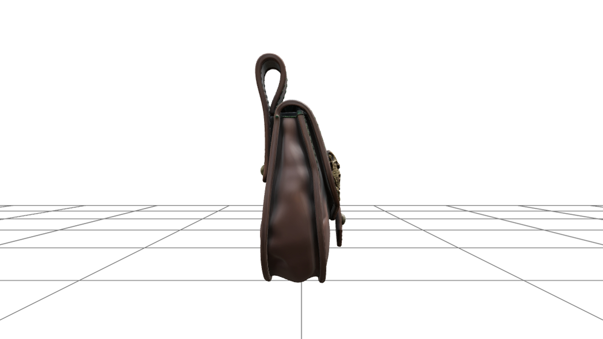 Witch Belt Pouch with Green Stitching and Toad Clasp 3D Mode 3D Model
