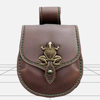 Witch Belt Pouch with Green Stitching and Toad Clasp 3D Mode