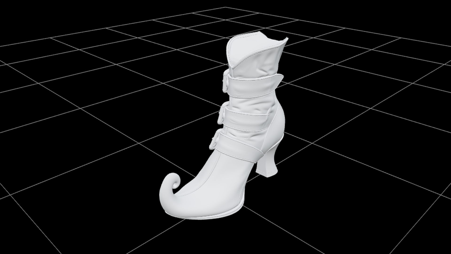 Witch Boot with Curled Toe and Purple Leather 3D Model Asset 3D Model