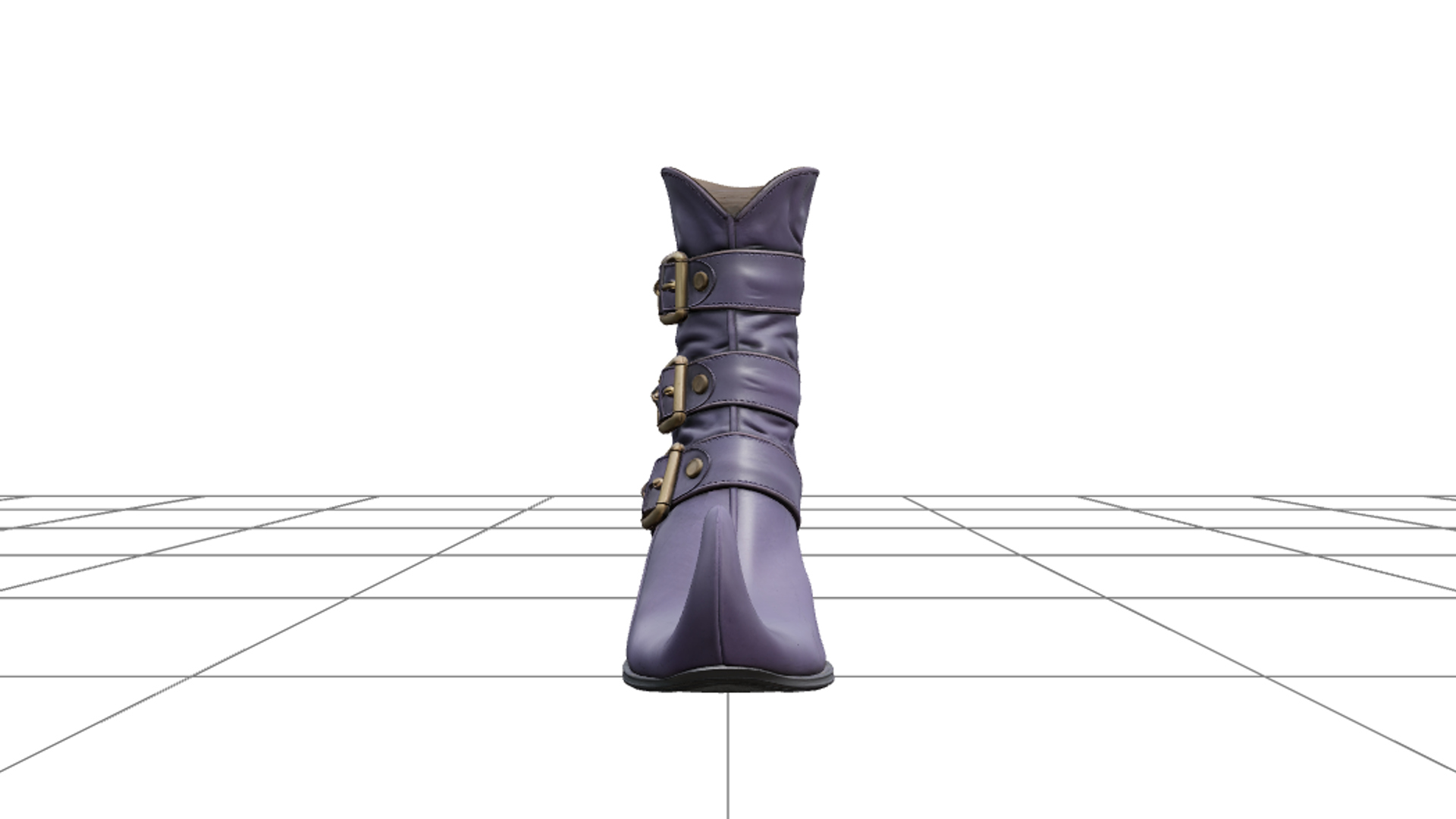 Witch Boot with Curled Toe and Purple Leather 3D Model Asset 3D Model