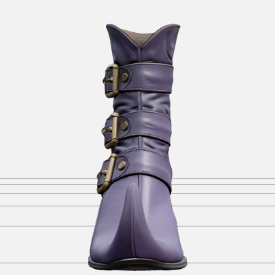 Witch Boot with Curled Toe and Purple Leather 3D Model Asset