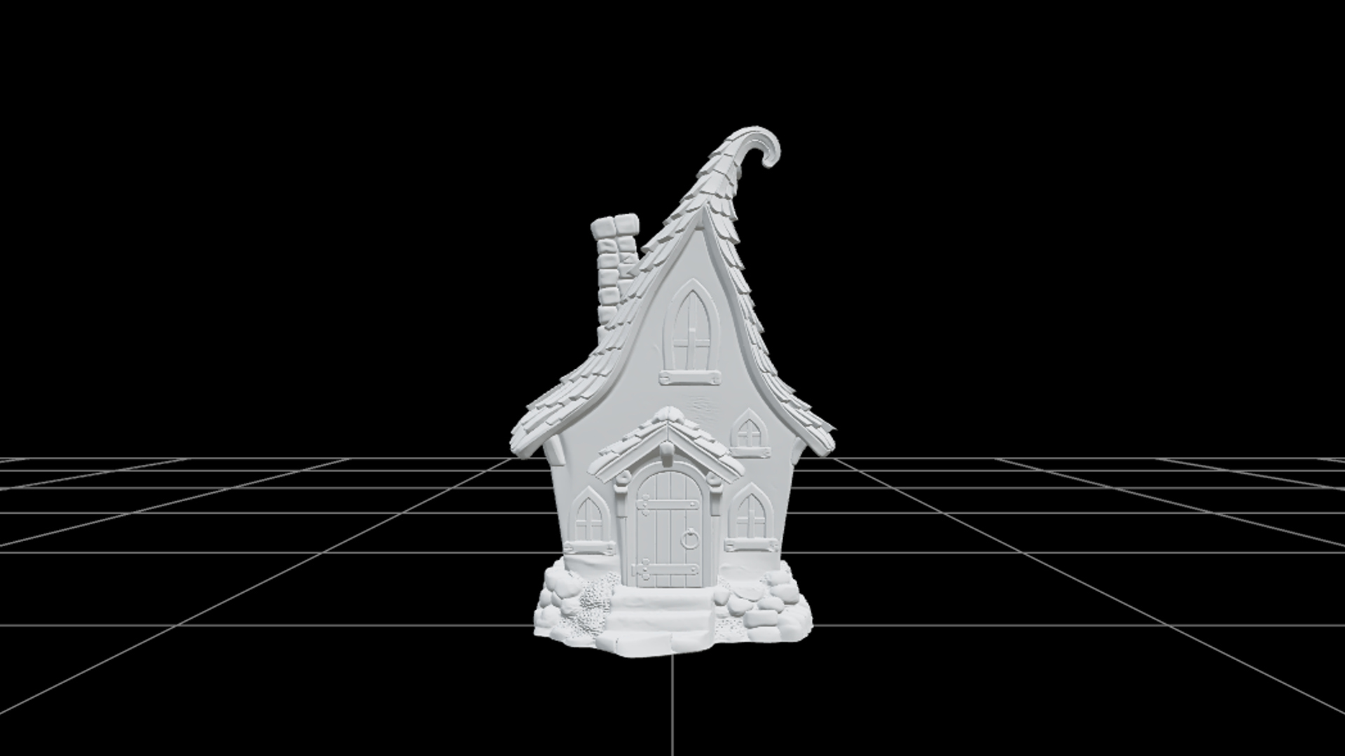 Witch Cottage with Crooked Plum Walls Amber Windows 3d Model 3D Model