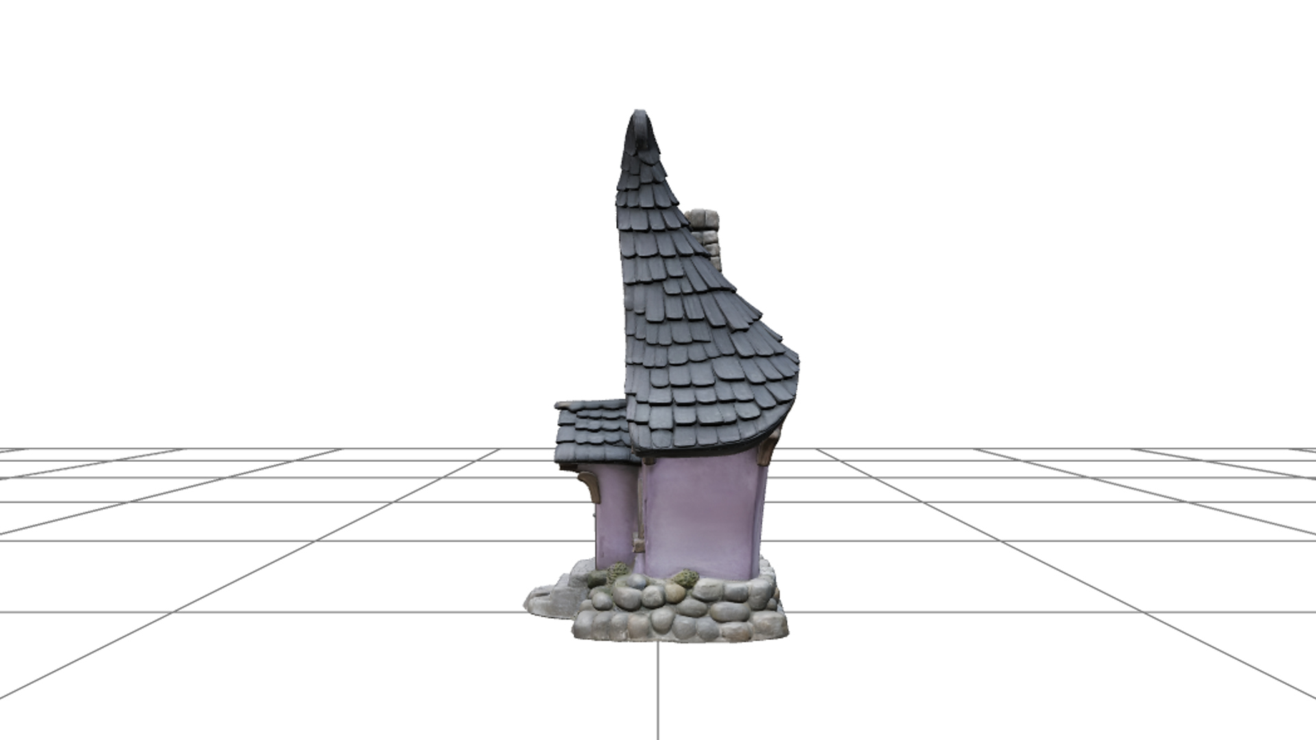 Witch Cottage with Crooked Plum Walls Amber Windows 3d Model 3D Model