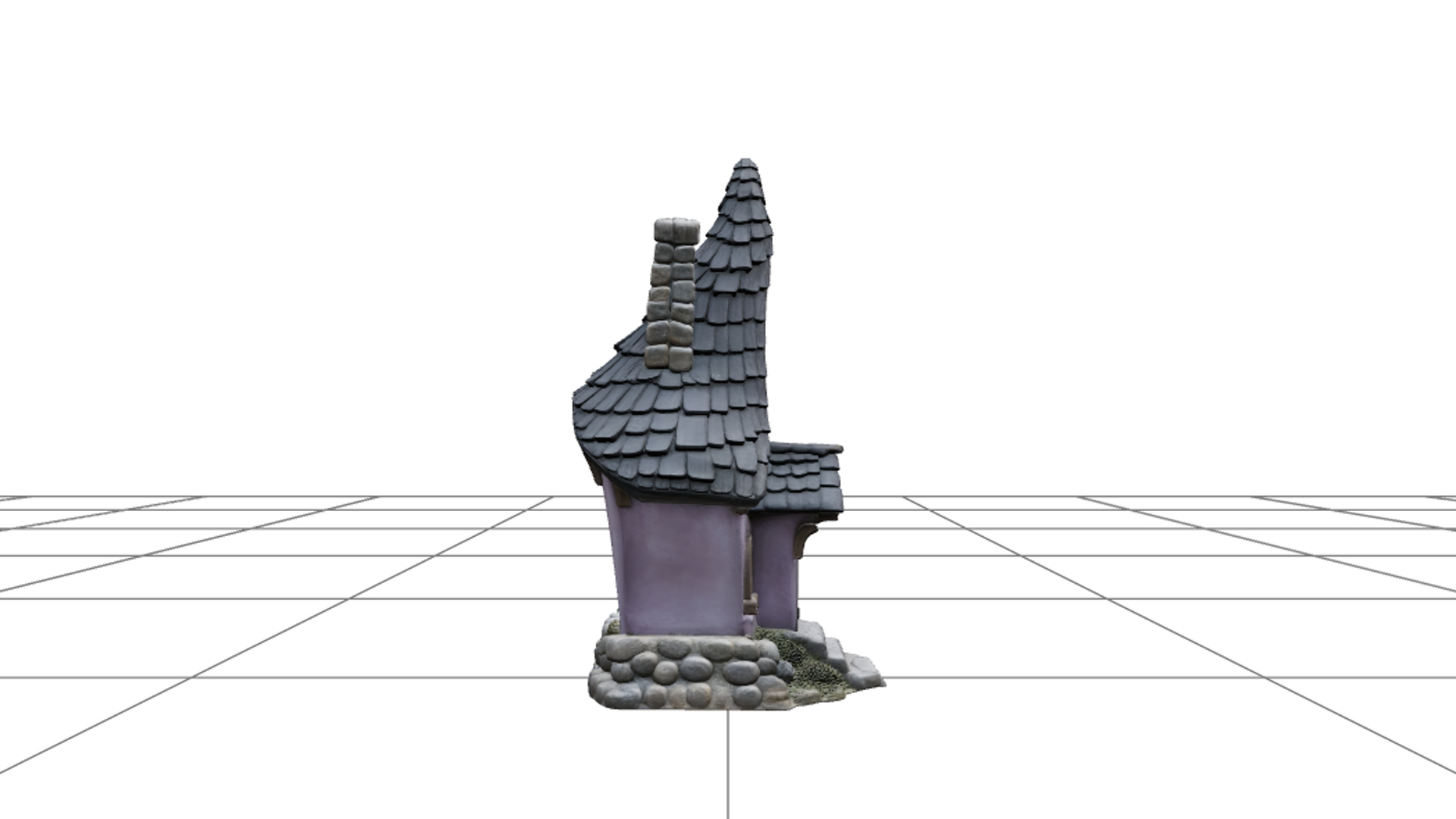 Witch Cottage with Crooked Plum Walls Amber Windows 3d Model 3D Model