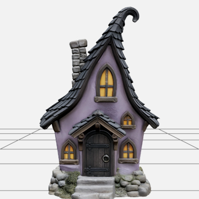 Witch Cottage with Crooked Plum Walls Amber Windows 3d Model