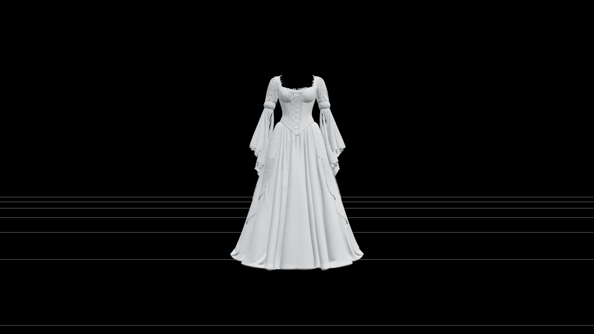 Witch Dress with Emerald Fabric and Purple Corset 3D Model 3D Model