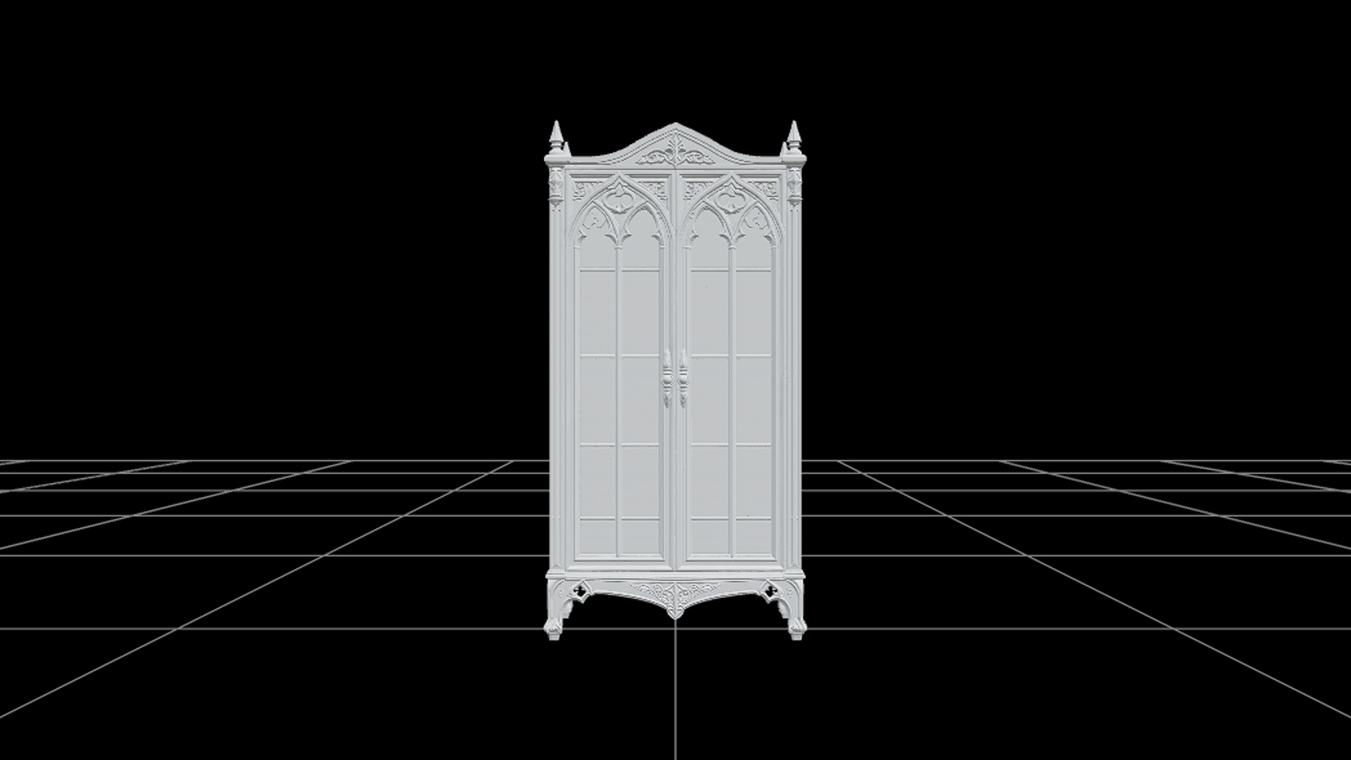 Wrought Iron Cemetery Gate with Bronze Bats 3D Model 3D Model