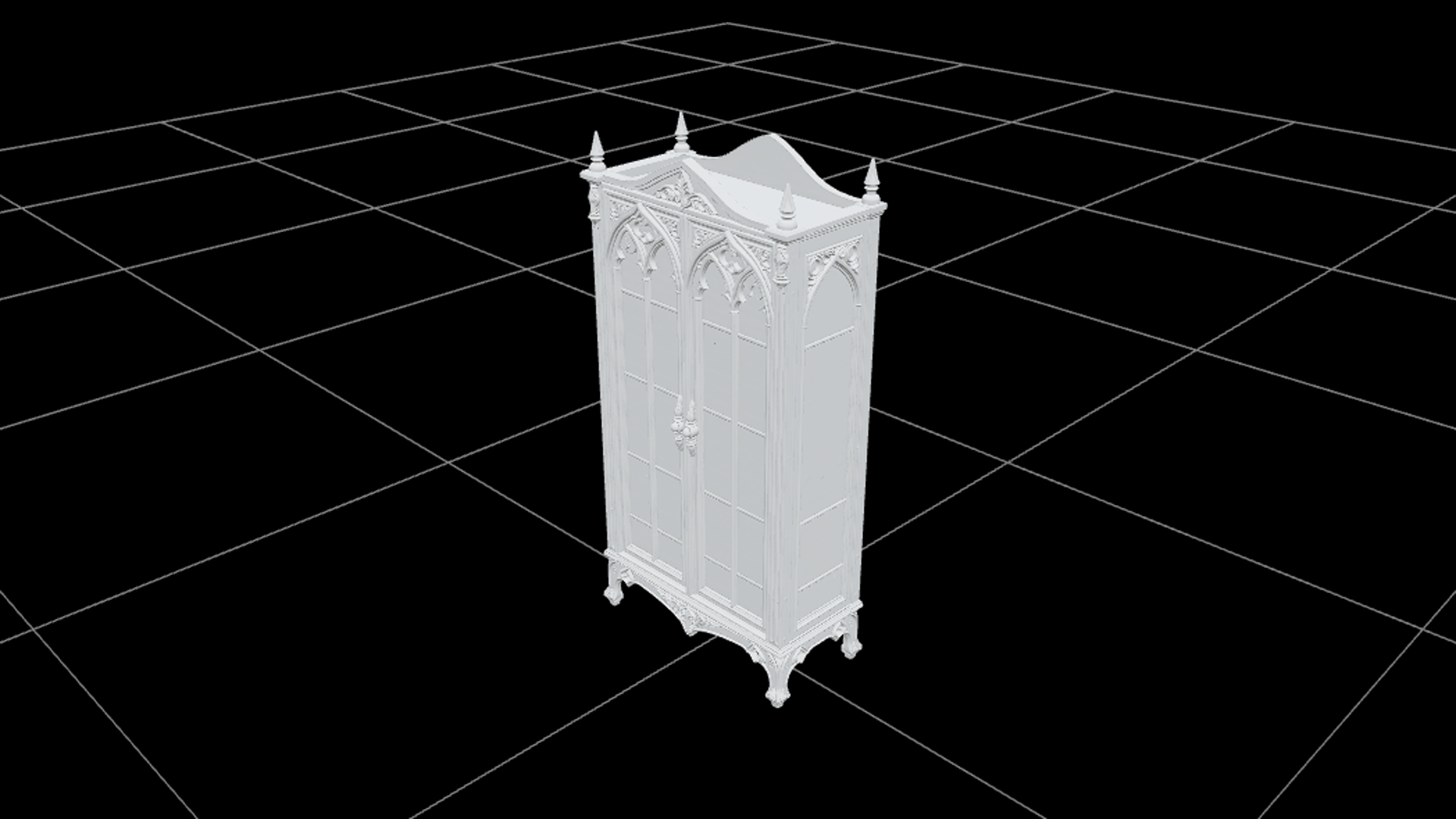 Wrought Iron Cemetery Gate with Bronze Bats 3D Model 3D Model