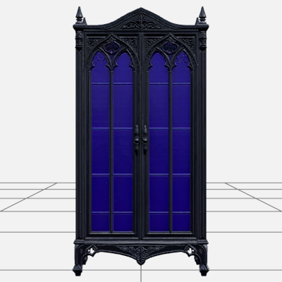 Wrought Iron Cemetery Gate with Bronze Bats 3D Model