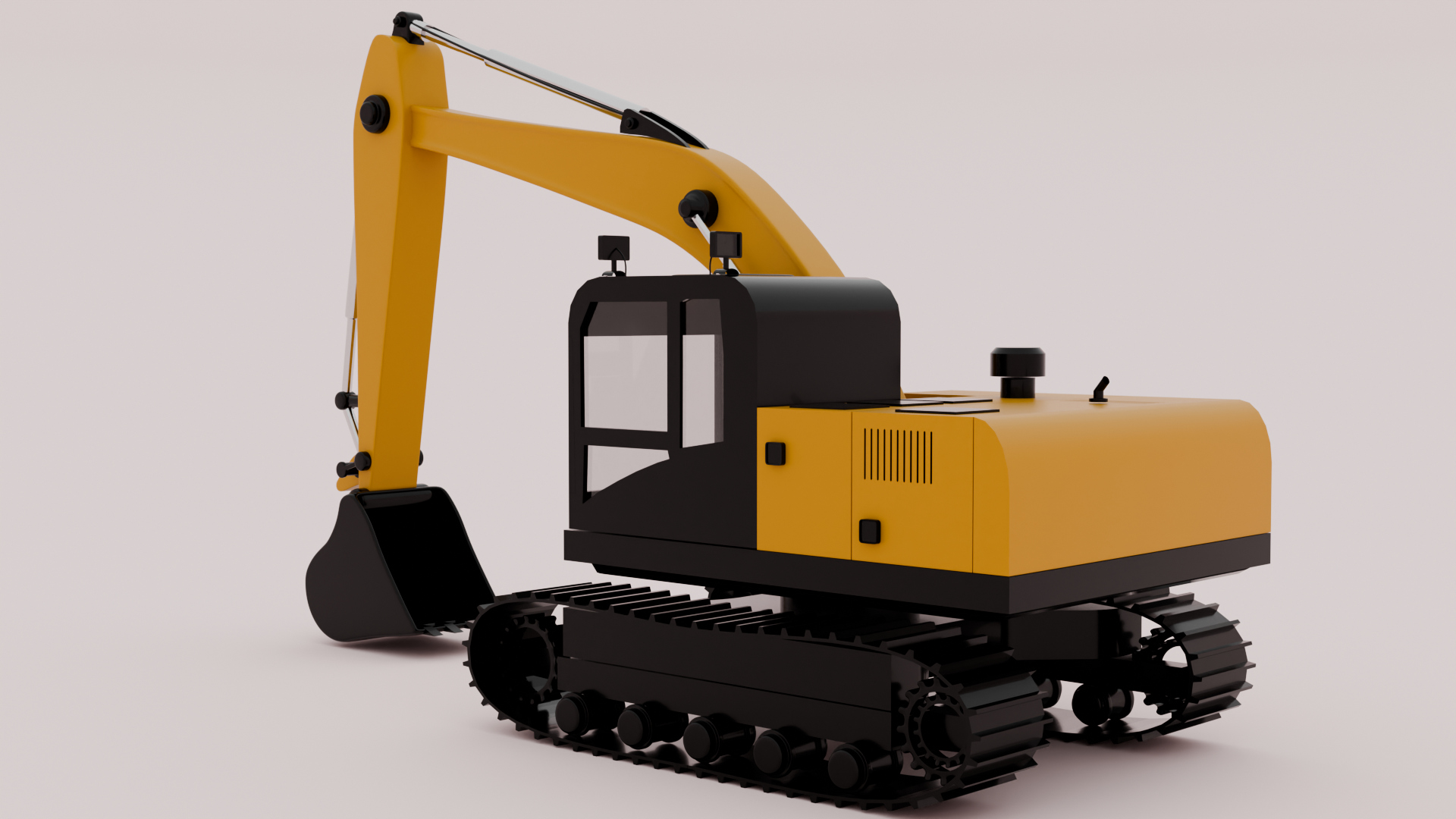 Yellow Hydraulic Excavator 3D Model Tracked Heavy Machinery 3D Model