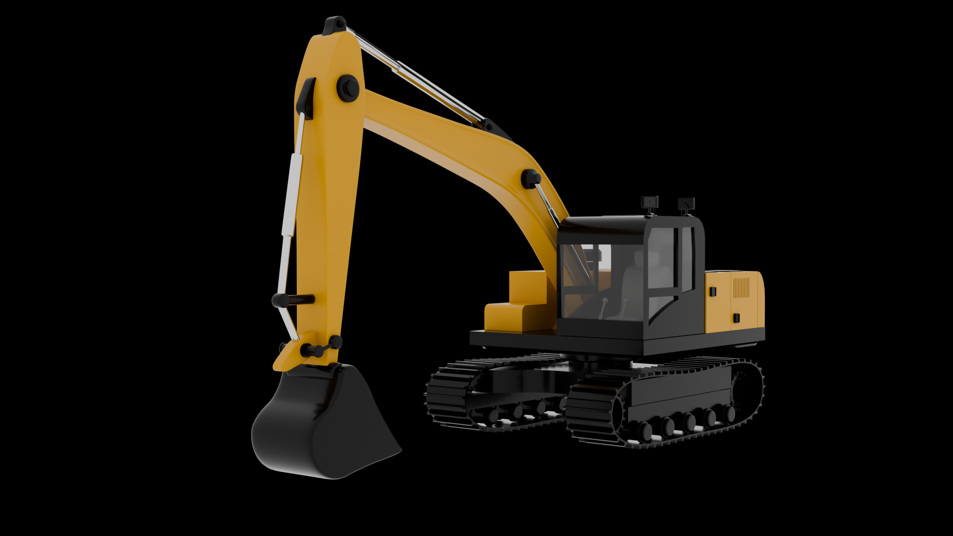 Yellow Hydraulic Excavator 3D Model Tracked Heavy Machinery 3D Model