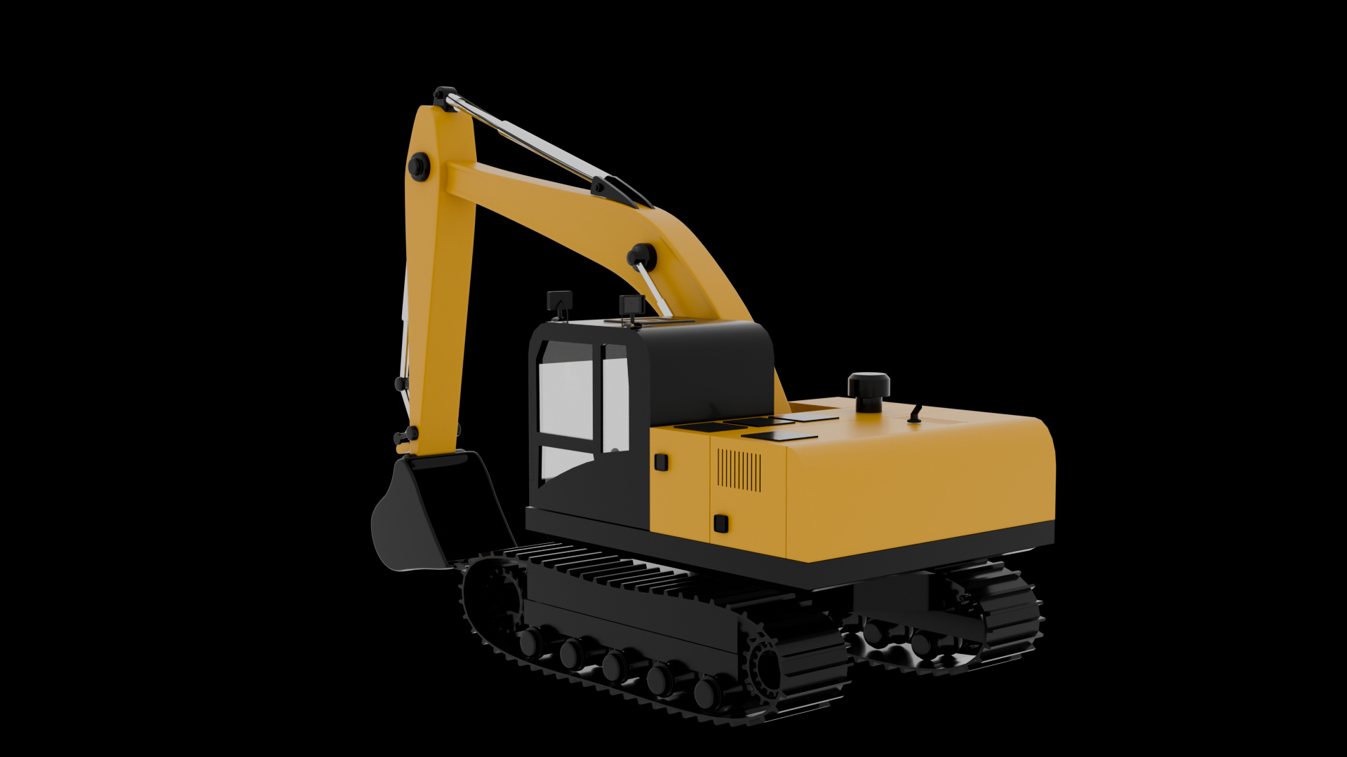 Yellow Hydraulic Excavator 3D Model Tracked Heavy Machinery 3D Model
