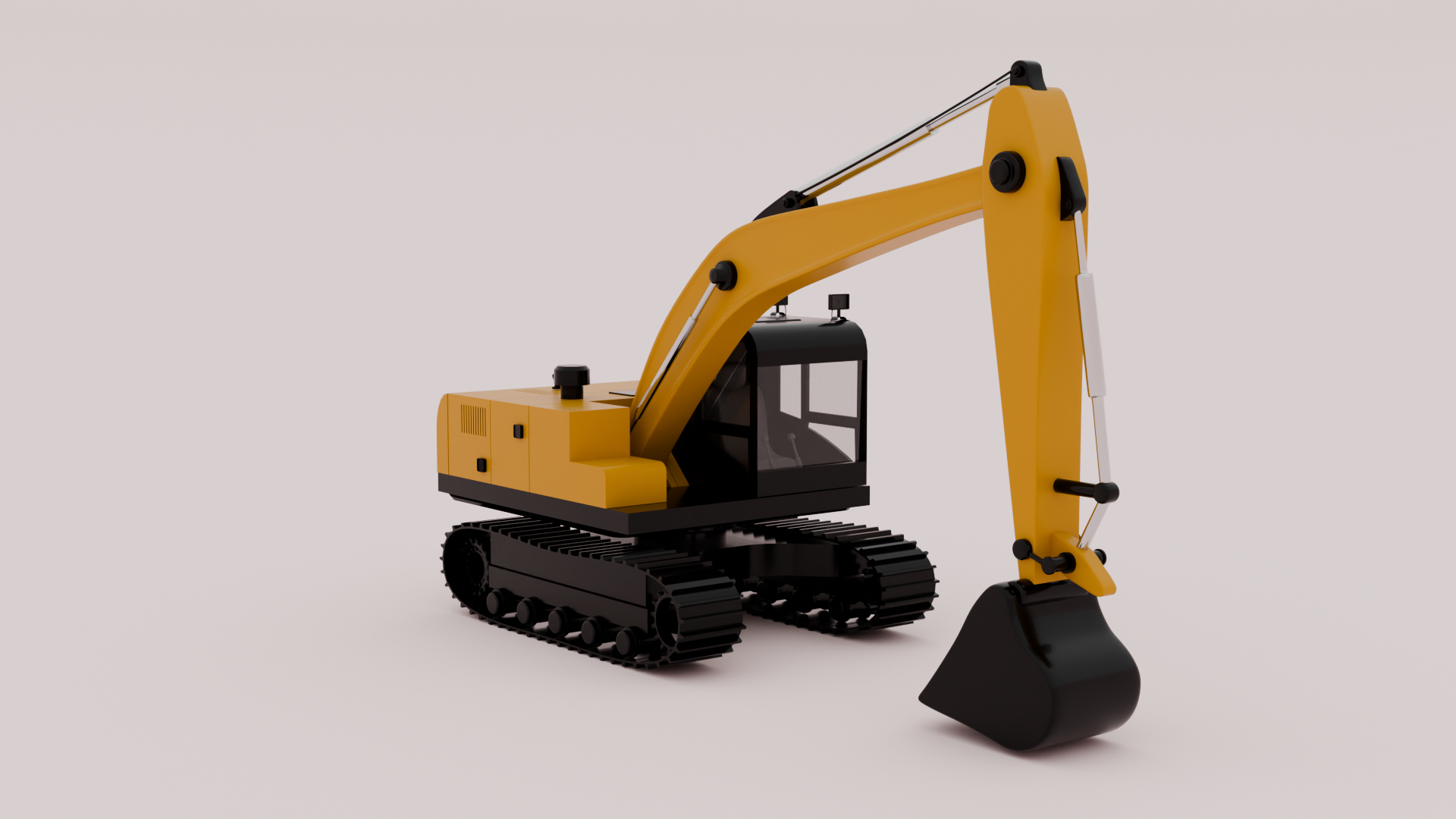 Yellow Hydraulic Excavator 3D Model Tracked Heavy Machinery 3D Model