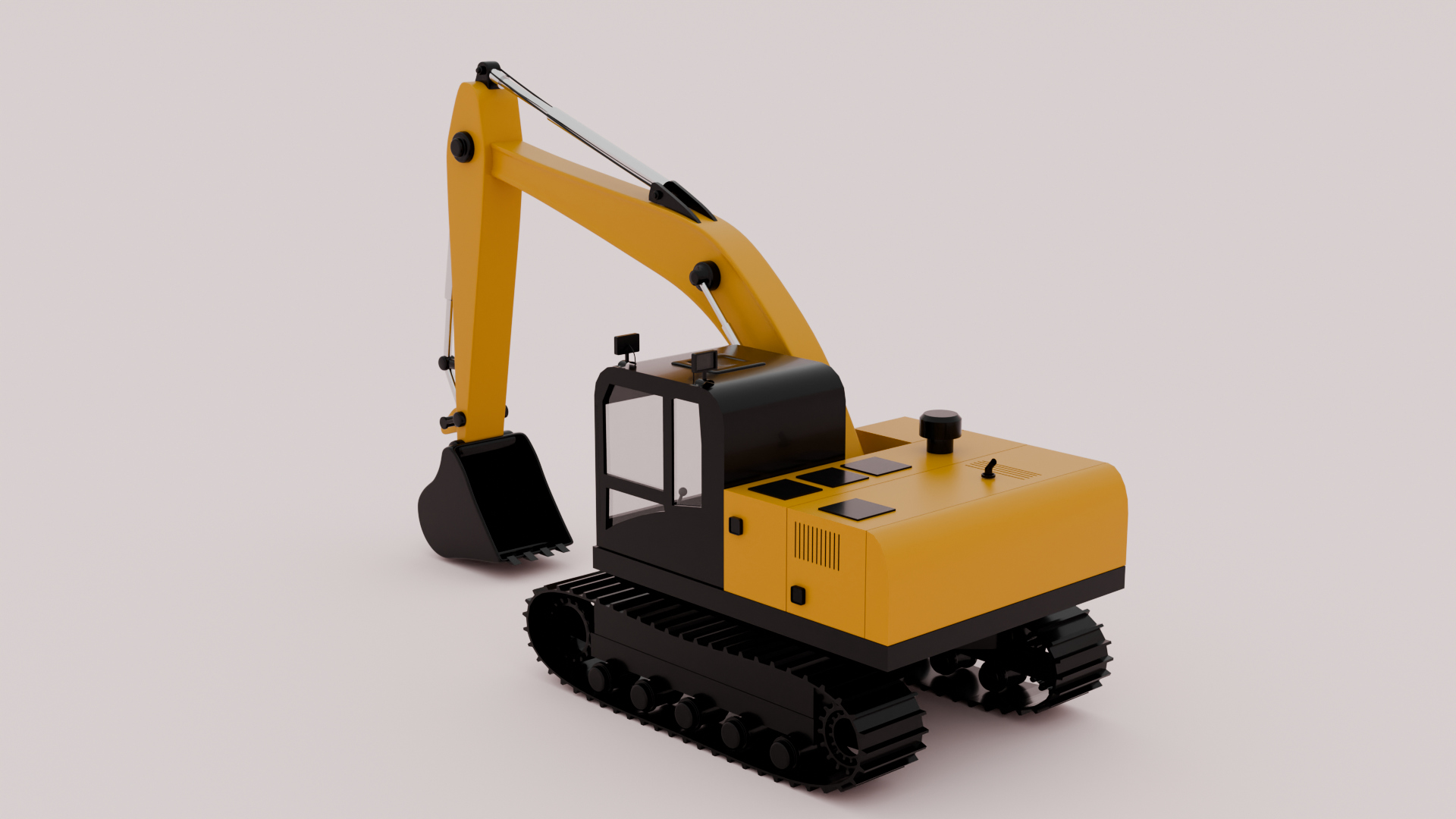 Yellow Hydraulic Excavator 3D Model Tracked Heavy Machinery 3D Model