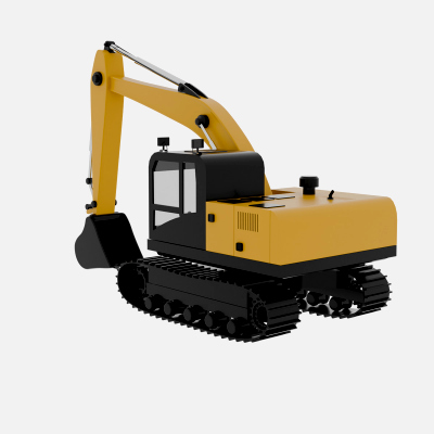 Yellow Hydraulic Excavator 3D Model Tracked Heavy Machinery