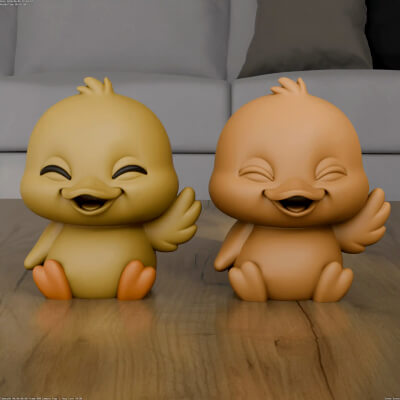 Cute Waving Duckling 3D Printable STL Model