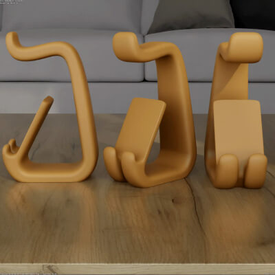 Modern Headphone Stand and Phone Holder 3D Print STL