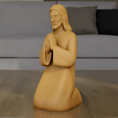 Praying Jesus 3D STL Model Printable Statue