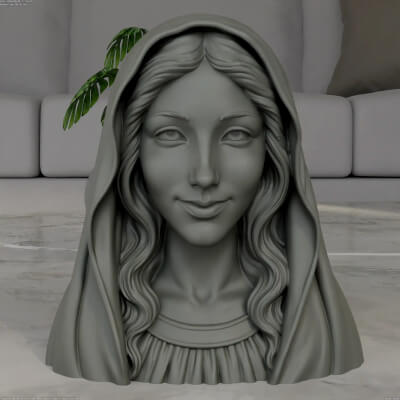 Smiling St Mary Bust 3D Print Model STL 3D Model